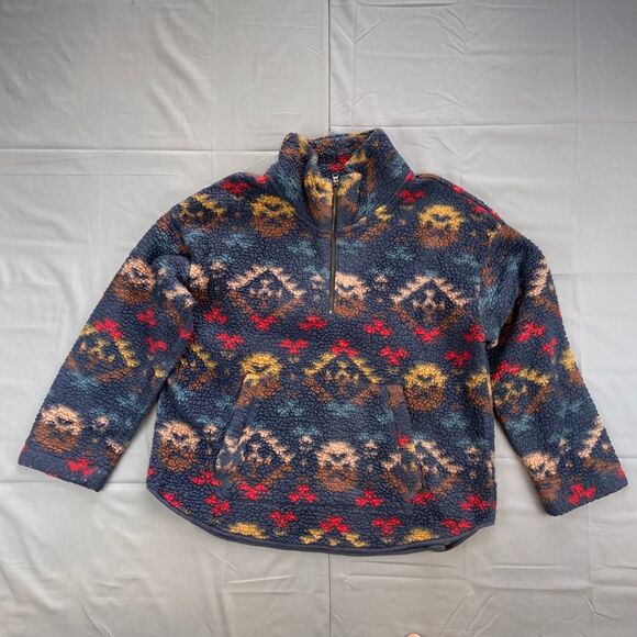 Old Navy Other - Old Navy Xl Multicolor Fleece Pullover Jacket Patterned Quarter Zip Pattern Long